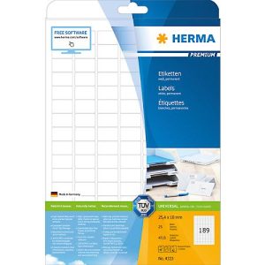 Herma Premium-Etiketten Nr. 4333 auf DIN A4-Blättern, 4725 Etiketten, 25 Bogen Herma Premium-Etiketten Nr. 4333 auf DIN A4-Blättern, 4725 Etiketten, 25 Bogen