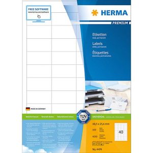 Herma Premium-Etiketten Nr. 4474 auf DIN A4-Blättern, 4000 Etiketten, 100 Bogen Herma Premium-Etiketten Nr. 4474 auf DIN A4-Blättern, 4000 Etiketten, 100 Bogen