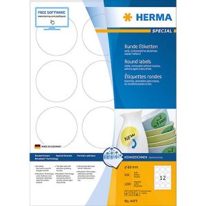 Herma runde Etiketten Nr. 4477 auf DIN A4-Blättern, 1200 Etiketten, 100 Bogen Herma runde Etiketten Nr. 4477 auf DIN A4-Blättern, 1200 Etiketten, 100 Bogen
