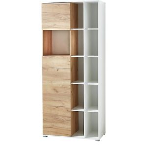 Home Office Aktenschrank LIONI, aus Holz, 2 Türen, 4 geschlossene & 11 offene Fächer, B 850 x T 400 x H 1970 mm, weiß/Navarra Eiche Home Office Aktenschrank LIONI, aus Holz, 2 Türen, 4 geschlossene & 11 offene Fächer, B 850 x T 400 x H 1970 mm, weiß/Navarra Eiche