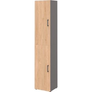 Home Office Schrank TEMPIO, aus Holz, 2 Türen, 6 OH, B 400 x T 340 x H 2130 mm, anthrazit/Hickory Eiche Home Office Schrank TEMPIO, aus Holz, 2 Türen, 6 OH, B 400 x T 340 x H 2130 mm, anthrazit/Hickory Eiche