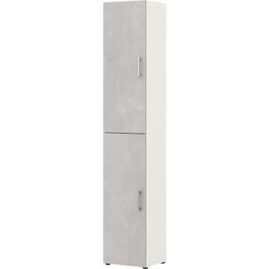 Home Office Schrank TEMPIO, aus Holz, 2 Türen, 6 OH, B 400 x T 340 x H 2130 mm, weiß/Beton Home Office Schrank TEMPIO, aus Holz, 2 Türen, 6 OH, B 400 x T 340 x H 2130 mm, weiß/Beton
