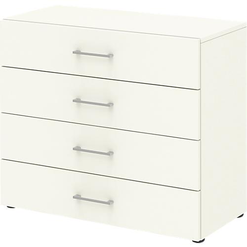 Home Office Schrank TEMPIO, aus Holz, 4 Schubkästen, 2 OH, B 800 x T 340 x H 720 mm, weiß/weiß