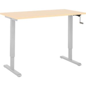 Home-Office-Schreibtisch Multiflex, manuell höhenverstellbar mit Kurbel, B 1300 x T 650 x H 700-1180 mm, Ahorn/weißalu Home-Office-Schreibtisch Multiflex, manuell höhenverstellbar mit Kurbel, B 1300 x T 650 x H 700-1180 mm, Ahorn/weißalu