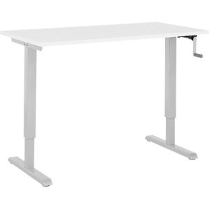 Home-Office-Schreibtisch Multiflex, manuell höhenverstellbar mit Kurbel, B 1300 x T 650 x H 700-1180 mm, weiß/weißalu Home-Office-Schreibtisch Multiflex, manuell höhenverstellbar mit Kurbel, B 1300 x T 650 x H 700-1180 mm, weiß/weißalu