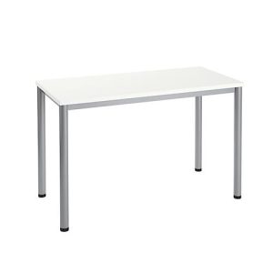 Home Office Schreibtisch Nevada, Rechteck, 4-Fuß Rundrohr, B 1200 x T 600 x H 740 mm, weiß/alusilber Home Office Schreibtisch Nevada, Rechteck, 4-Fuß Rundrohr, B 1200 x T 600 x H 740 mm, weiß/alusilber