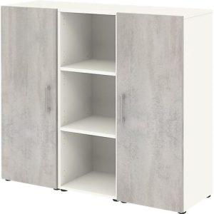 Home Office Sideboard TEMPIO, aus Holz, 2 Türen, 1 Regal, 3 OH, B 1200 x T 340 x H 1070 mm, weiß/Beton Home Office Sideboard TEMPIO, aus Holz, 2 Türen, 1 Regal, 3 OH, B 1200 x T 340 x H 1070 mm, weiß/Beton