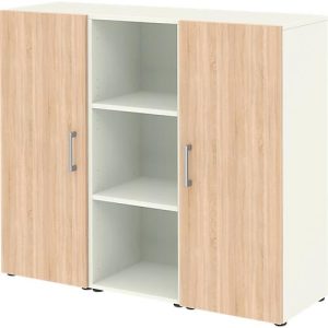 Home Office Sideboard TEMPIO, aus Holz, 2 Türen, 1 Regal, 3 OH, B 1200 x T 340 x H 1070 mm, weiß/Sonoma Eiche Home Office Sideboard TEMPIO, aus Holz, 2 Türen, 1 Regal, 3 OH, B 1200 x T 340 x H 1070 mm, weiß/Sonoma Eiche