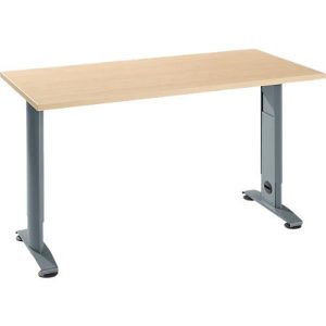 Home Office Tisch Login, C-Fuß, B 1300 x T 650 mm, Ahorn/basaltgrau