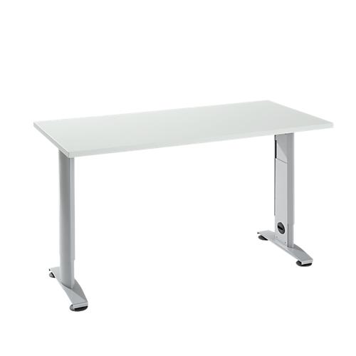 Home Office Tisch Login, C-Fuß, B 1300 x T 650 mm, lichtgrau/weißalu