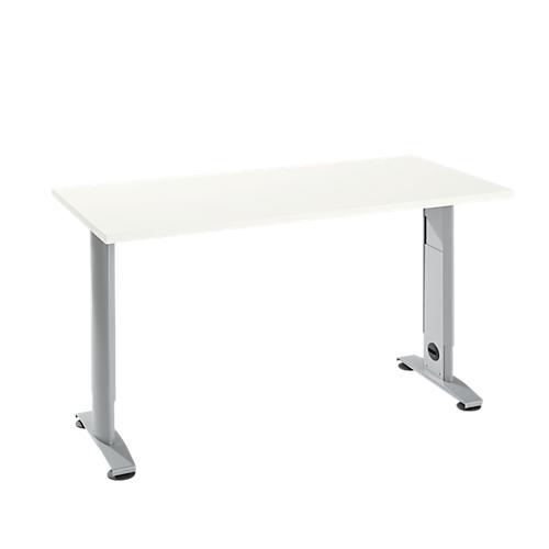 Home Office Tisch Login, C-Fuß, B 1300 x T 650 mm, weiß/weißalu