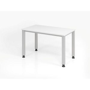 Home Office Tisch, Rechteck, 4-Fuß Quadratrohr, B 1200 x T 672 x H 685-810 mm, weiß/silber Home Office Tisch, Rechteck, 4-Fuß Quadratrohr, B 1200 x T 672 x H 685-810 mm, weiß/silber