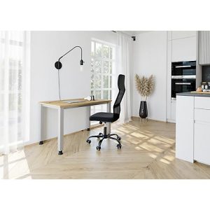 Home Office Tisch, Rechteck, 4-Fuß Quadratrohr, B 1400 x T 672 x H 685-810 mm, Wildeiche/silber Home Office Tisch, Rechteck, 4-Fuß Quadratrohr, B 1400 x T 672 x H 685-810 mm, Wildeiche/silber