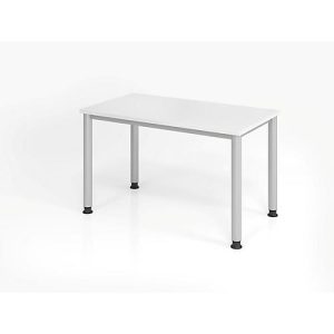 Home Office Tisch, Rechteck, 4-Fuß Rundrohr, B 1200 x T 672 x H 685-810 mm, weiß/silber Home Office Tisch, Rechteck, 4-Fuß Rundrohr, B 1200 x T 672 x H 685-810 mm, weiß/silber