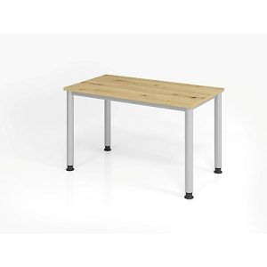 Home Office Tisch, Rechteck, 4-Fuß Rundrohr, B 1200 x T 672 x H 685-810 mm, Wildeiche/silber Home Office Tisch, Rechteck, 4-Fuß Rundrohr, B 1200 x T 672 x H 685-810 mm, Wildeiche/silber