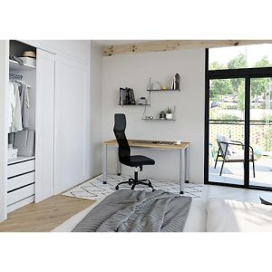Home Office Tisch, Rechteck, 4-Fuß Rundrohr, B 1400 x T 672 x H 685-810 mm, Wildeiche/silber Home Office Tisch, Rechteck, 4-Fuß Rundrohr, B 1400 x T 672 x H 685-810 mm, Wildeiche/silber