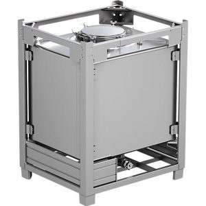 IBC-Container SCHÄFER BTA PTFE, 1000 l, UN-Zulassung, Sicherheitsventil, stapelbar, auf Transportgestell, Edelstahl 1.4404 (V4A), B 1015 x T 1215 x H 1550 mm IBC-Container SCHÄFER BTA PTFE, 1000 l, UN-Zulassung, Sicherheitsventil, stapelbar, auf Transportgestell, Edelstahl 1.4404 (V4A), B 1015 x T 1215 x H 1550 mm