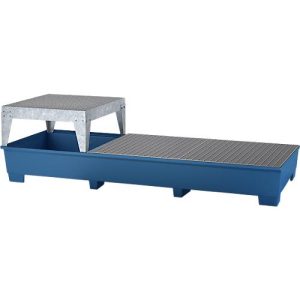 IBC-Station ASECOS, Stahl, mit Gitterrost, Abfüllblock u. Staplerschuhen, 1000 l Auffangvolumen, B 3280 x T 1300 x H 820 mm, lackiert IBC-Station ASECOS, Stahl, mit Gitterrost, Abfüllblock u. Staplerschuhen, 1000 l Auffangvolumen, B 3280 x T 1300 x H 820 mm, lackiert