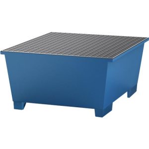 IBC-Station, Stahl, mit Gitterrost u. Staplerschuhen, 1000 l Auffangvolumen, B 1350 x T 1650 x H 710 mm, lackiert IBC-Station, Stahl, mit Gitterrost u. Staplerschuhen, 1000 l Auffangvolumen, B 1350 x T 1650 x H 710 mm, lackiert