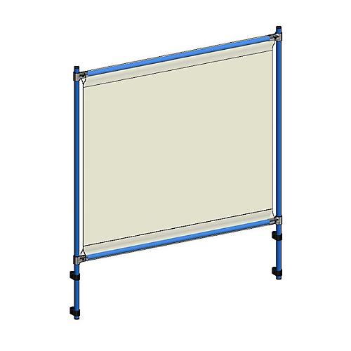 Infektionsschutzrahmen 5903 für fetra Transportgeräte, Stahlrohr/PVC-Folie, brillantblau RAL 5007/glasklar, L 1260 x B 49 x H 1410 mm