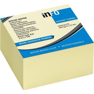 inFO Power Notes Haftnotizwürfel, 75 x 75 mm, 400 Blatt, blanko, gelb inFO Power Notes Haftnotizwürfel, 75 x 75 mm, 400 Blatt, blanko, gelb