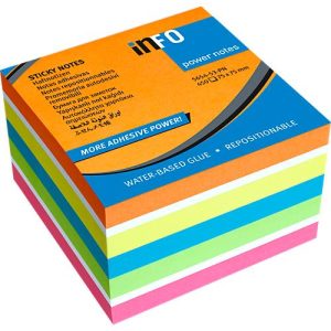 inFO Power Notes Haftnotizwürfel, 75 x 75 mm, 450 Blatt, blanko, 6 Farben inFO Power Notes Haftnotizwürfel, 75 x 75 mm, 450 Blatt, blanko, 6 Farben