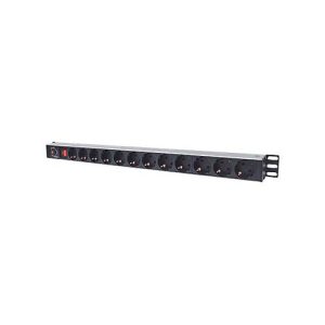 Intellinet Vertical Rackmount 12-Way Power Strip – German Type, With On/Off Switch and Overload Protection, 1.6m Power Cord – Steckdosenleiste Intellinet Vertical Rackmount 12-Way Power Strip – German Type, With On/Off Switch and Overload Protection, 1.6m Power Cord – Steckdosenleiste
