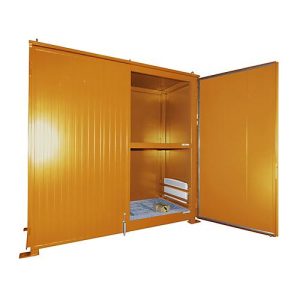 Isolierter Regalcontainer BAUER CEH 29-2, Stahl, Doppelflügeltor, B 3220 x T 1500 x H 3030 mm, orange Isolierter Regalcontainer BAUER CEH 29-2, Stahl, Doppelflügeltor, B 3220 x T 1500 x H 3030 mm, orange
