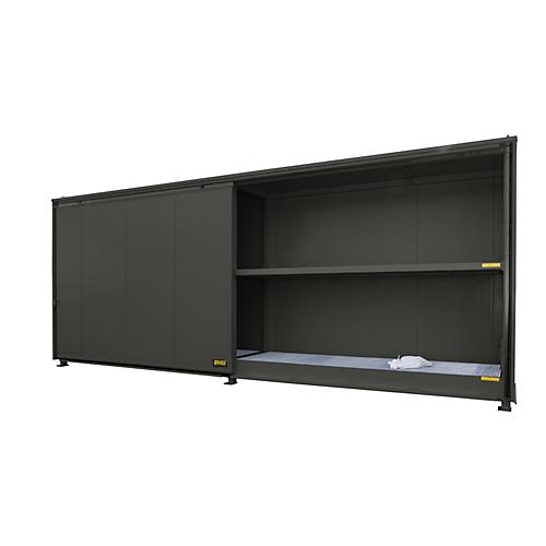 Isolierter Regalcontainer BAUER CEH 81-2, Stahl, Schiebetor, B 8400 x T 1550 x H 3190 mm, grau
