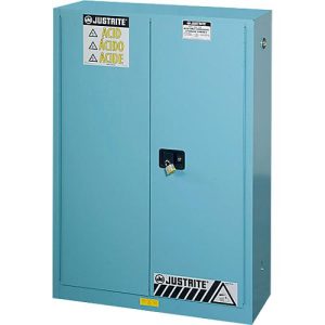 Justrite FM-Chemikalienschrank Classic Sure-Grip® EX, für Ätzmittel, bis 170 Liter, selbstschließende Türen, blau Justrite FM-Chemikalienschrank Classic Sure-Grip® EX, für Ätzmittel, bis 170 Liter, selbstschließende Türen, blau