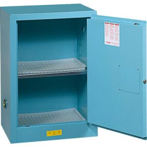 Justrite FM-Chemikalienschrank Compac Sure-Grip® EX, für Ätzmittel, bis 45 Liter, selbstschließende Türen, blau Justrite FM-Chemikalienschrank Compac Sure-Grip® EX, für Ätzmittel, bis 45 Liter, selbstschließende Türen, blau