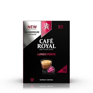 Kaffeekapseln Café Royal Lungo Forte, kompatibel zum Nespresso®-System, 100 % Arabica Röstkaffee, Intensität 8/10, UTZ-zertifiziert, 36 Stück Kaffeekapseln Café Royal Lungo Forte, kompatibel zum Nespresso®-System, 100 % Arabica Röstkaffee, Intensität 8/10, UTZ-zertifiziert, 36 Stück