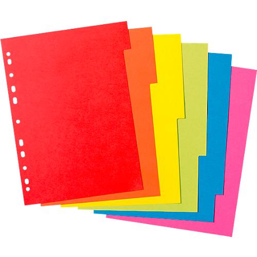 Kartonregister Herlitz, A4, blanko Taben, Euro-Lochung, Recycling-Karton, 1 Satz 6-teilig mit 6 Farben