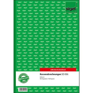 Kassenabrechnung Sigel SD006, selbstdurchschreibend, DIN A4, 2 x 40 Blatt Kassenabrechnung Sigel SD006, selbstdurchschreibend, DIN A4, 2 x 40 Blatt