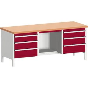 Kastenwerkbank cubio KW-2078-2.9, purpurrot Kastenwerkbank cubio KW-2078-2.9, purpurrot
