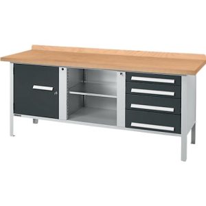 Kastenwerkbank Schäfer Shop Select PW 200-1, mitteldichte Faserplatte (MDF), bis 750 kg, B 2000 x T 680 x H 838 mm, Anthrazit Kastenwerkbank Schäfer Shop Select PW 200-1, mitteldichte Faserplatte (MDF), bis 750 kg, B 2000 x T 680 x H 838 mm, Anthrazit