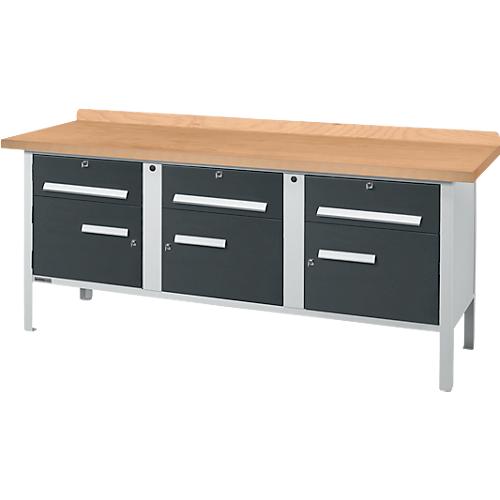Kastenwerkbank Schäfer Shop Select PW 200-5, mitteldichte Faserplatte (MDF), bis 750 kg, B 2000 x T 680 x H 838 mm, Anthrazit