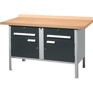Kastenwerkbank Schäfer Shop Select PWi 150-0, mitteldichte Faserplatte (MDF), bis 750 kg, B 1500 x T 680 x H 838 mm, Anthrazit