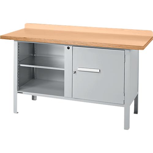 Kastenwerkbank Schäfer Shop Select PWi 150-1, Buche Multiplexplatte, bis 750 kg, B 1500 x T 700 x H 840 mm, Weißaluminium