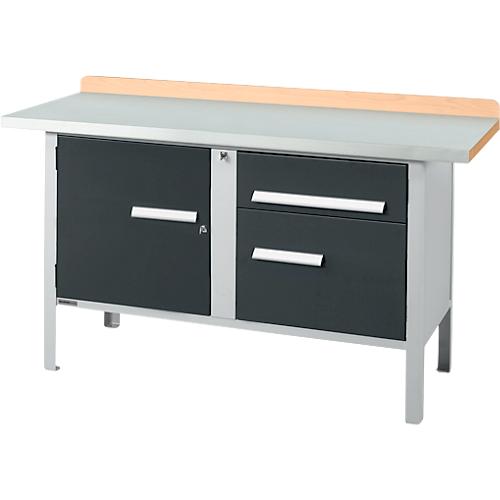 Kastenwerkbank Schäfer Shop Select PWi 150-3, ESD, Buche Multiplexplatte, mit Stahlabdeckung, bis 750 kg, B 1500 x T 700 x H 840 mm, Anthrazit