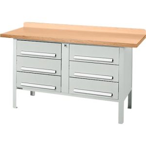 Kastenwerkbank Schäfer Shop Select PWi 150-6, Buche Multiplexplatte, bis 750 kg, B 1500 x T 700 x H 840 mm, Lichtgrau Kastenwerkbank Schäfer Shop Select PWi 150-6, Buche Multiplexplatte, bis 750 kg, B 1500 x T 700 x H 840 mm, Lichtgrau