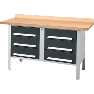 Kastenwerkbank Schäfer Shop Select PWi 150-6, mitteldichte Faserplatte (MDF), bis 750 kg, B 1500 x T 680 x H 838 mm, Anthrazit Kastenwerkbank Schäfer Shop Select PWi 150-6, mitteldichte Faserplatte (MDF), bis 750 kg, B 1500 x T 680 x H 838 mm, Anthrazit