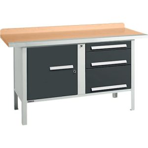 Kastenwerkbank Schäfer Shop Select PWi 150-7, Buche Multiplexplatte, mit Stahlkante, bis 750 kg, B 1500 x T 700 x H 840 mm, Anthrazit Kastenwerkbank Schäfer Shop Select PWi 150-7, Buche Multiplexplatte, mit Stahlkante, bis 750 kg, B 1500 x T 700 x H 840 mm, Anthrazit