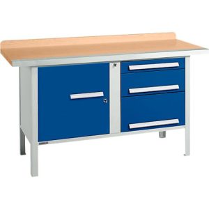Kastenwerkbank Schäfer Shop Select PWi 150-7, Buche Multiplexplatte, mit Stahlkante, bis 750 kg, B 1500 x T 700 x H 840 mm, Enzianblau Kastenwerkbank Schäfer Shop Select PWi 150-7, Buche Multiplexplatte, mit Stahlkante, bis 750 kg, B 1500 x T 700 x H 840 mm, Enzianblau
