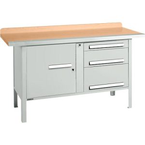Kastenwerkbank Schäfer Shop Select PWi 150-7, Buche Multiplexplatte, mit Stahlkante, bis 750 kg, B 1500 x T 700 x H 840 mm, Lichtgrau Kastenwerkbank Schäfer Shop Select PWi 150-7, Buche Multiplexplatte, mit Stahlkante, bis 750 kg, B 1500 x T 700 x H 840 mm, Lichtgrau