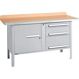 Kastenwerkbank Schäfer Shop Select PWi 150-7, Buche Multiplexplatte, mit Stahlkante, bis 750 kg, B 1500 x T 700 x H 840 mm, Weißaluminium Kastenwerkbank Schäfer Shop Select PWi 150-7, Buche Multiplexplatte, mit Stahlkante, bis 750 kg, B 1500 x T 700 x H 840 mm, Weißaluminium