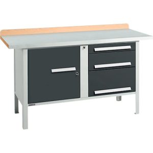 Kastenwerkbank Schäfer Shop Select PWi 150-7, ESD, Buche Multiplexplatte, mit Stahlabdeckung, bis 750 kg, B 1500 x T 700 x H 840 mm, Anthrazit Kastenwerkbank Schäfer Shop Select PWi 150-7, ESD, Buche Multiplexplatte, mit Stahlabdeckung, bis 750 kg, B 1500 x T 700 x H 840 mm, Anthrazit
