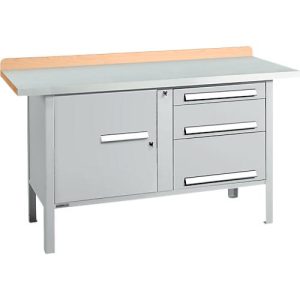 Kastenwerkbank Schäfer Shop Select PWi 150-7, ESD, Buche Multiplexplatte, mit Stahlabdeckung, bis 750 kg, B 1500 x T 700 x H 840 mm, Weißaluminium Kastenwerkbank Schäfer Shop Select PWi 150-7, ESD, Buche Multiplexplatte, mit Stahlabdeckung, bis 750 kg, B 1500 x T 700 x H 840 mm, Weißaluminium