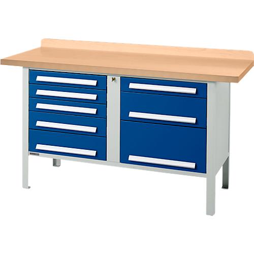 Kastenwerkbank Schäfer Shop Select PWi 150-8, mitteldichte Faserplatte (MDF), bis 750 kg, B 1500 x T 680 x H 838 mm, Enzianblau