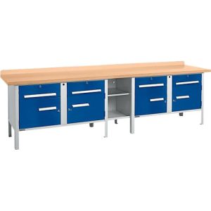Kastenwerkbank Schäfer Shop Select PWi 300-0, Buche Multiplexplatte, bis 750 kg, B 3000 x T 700 x H 840 mm, Enzianblau Kastenwerkbank Schäfer Shop Select PWi 300-0, Buche Multiplexplatte, bis 750 kg, B 3000 x T 700 x H 840 mm, Enzianblau